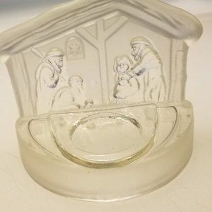 1994 Frosted Glass Christmas NATIVITY tealight holder